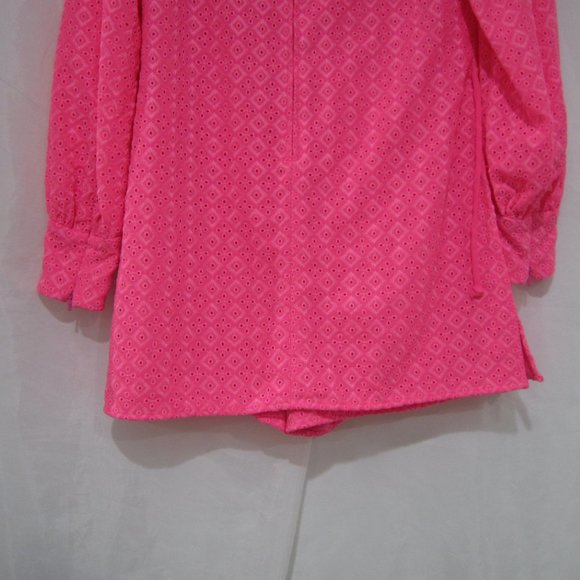 Lilly Pulitzer 4 Aisha Romper Barbie Pink Eyelet Lace - Picture 9 of 9